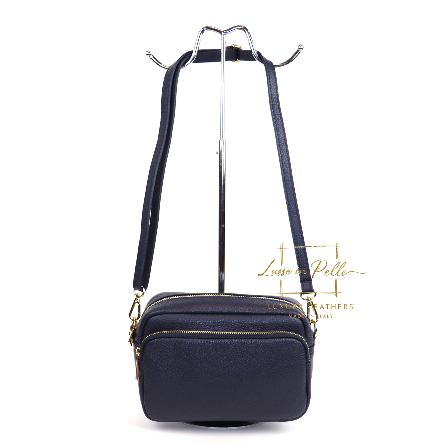 Double Zip Genuine Italian Leather Handbag