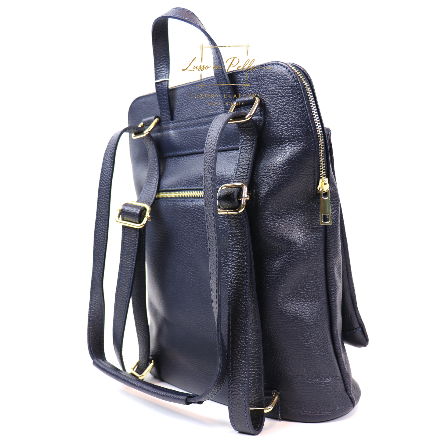 Large Versatile Italian Pebbled Leather Backpack & Crossbody Bag