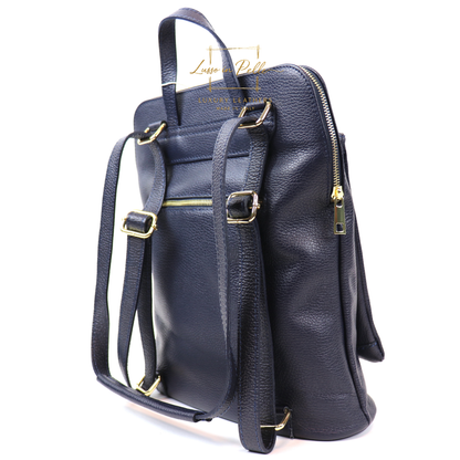 Large Versatile Italian Pebbled Leather Backpack & Crossbody Bag