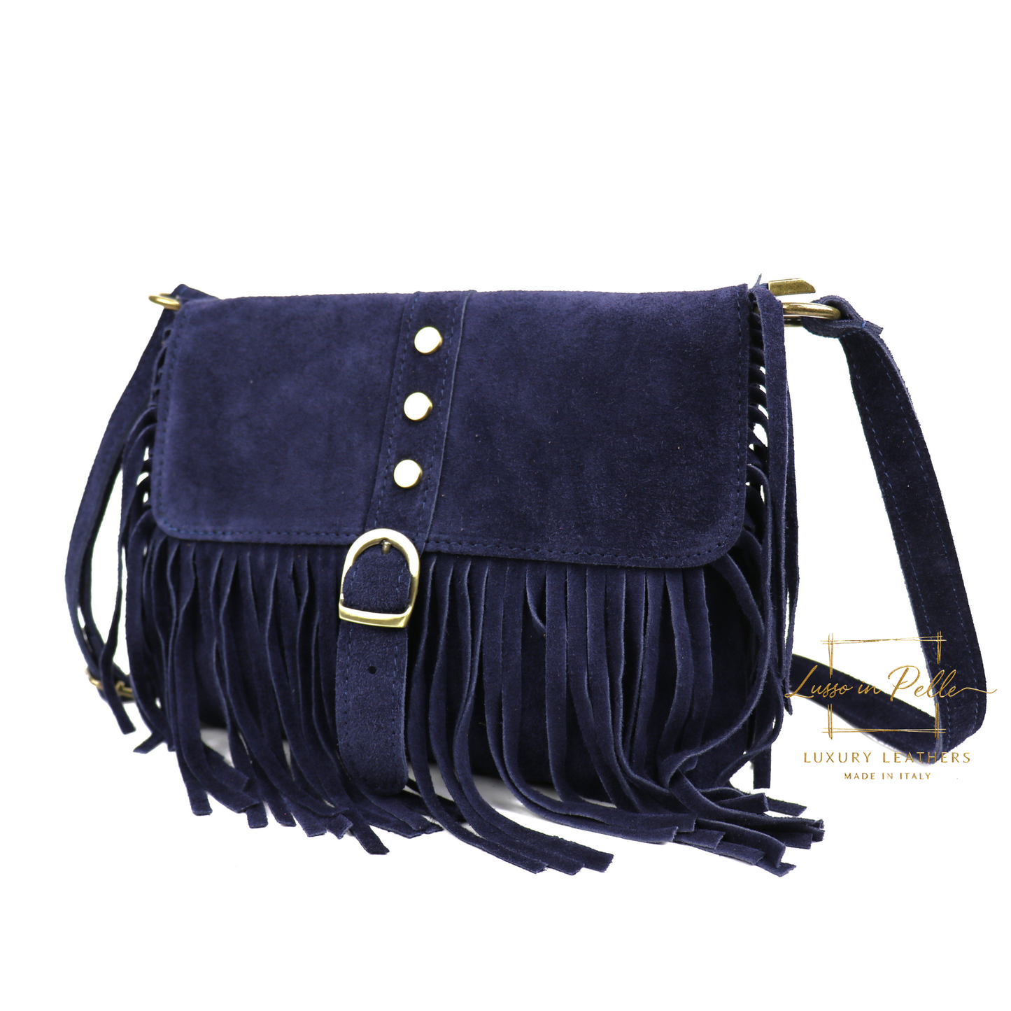 Fringe Suede Crossbody Bag with Adjustable Straps