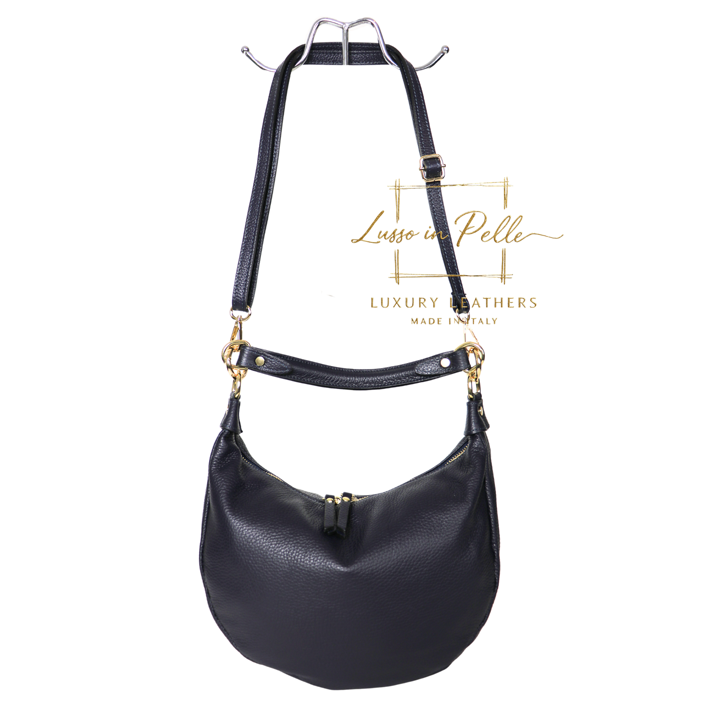 Grain Leather Half Moon Shoulder & Crossbody Bag