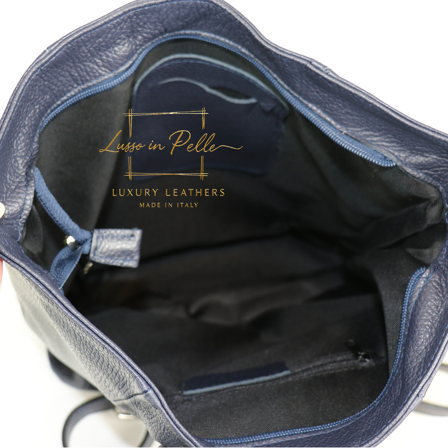 Fold-over Pebbled Leather Backpack