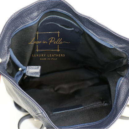Fold-over Pebbled Leather Backpack