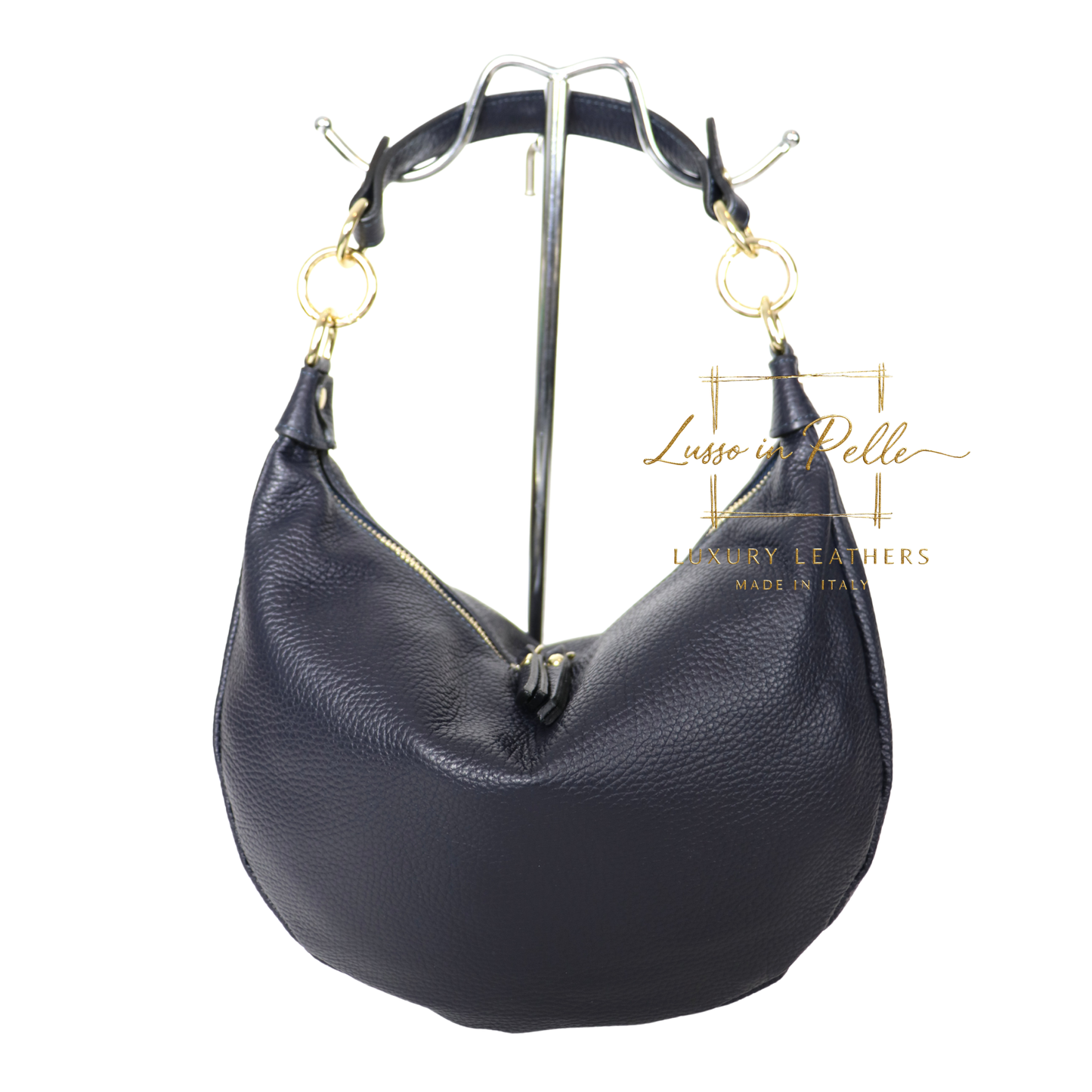 Grain Leather Half Moon Shoulder & Crossbody Bag