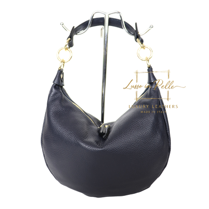 Grain Leather Half Moon Shoulder & Crossbody Bag