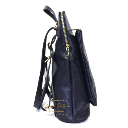 Large Versatile Italian Pebbled Leather Backpack & Crossbody Bag