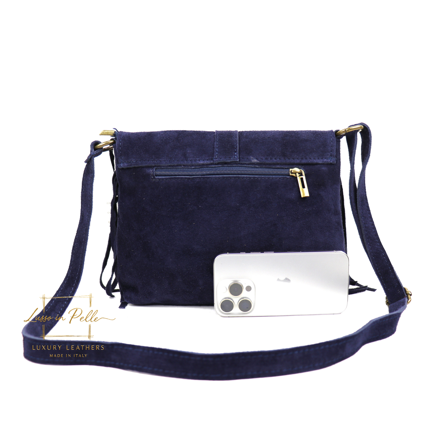 Fringe Suede Crossbody Bag with Adjustable Straps