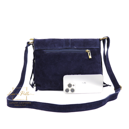 Fringe Suede Crossbody Bag with Adjustable Straps
