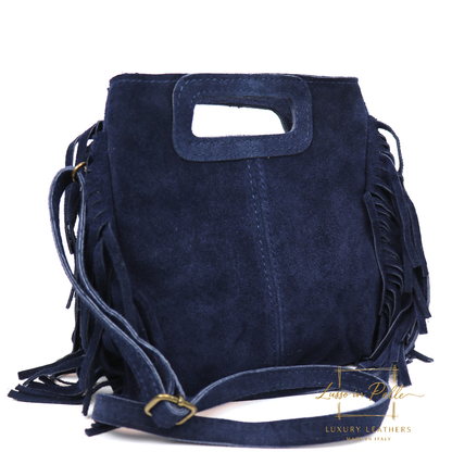 Suede Boho Tassel Crossbody Bag with Adjustable Detachable Straps