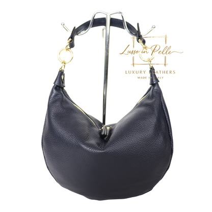 Grain Leather Half Moon Shoulder & Crossbody Bag