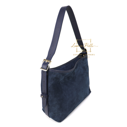 Medium Suede Handbag with Adjustable Leather Straps