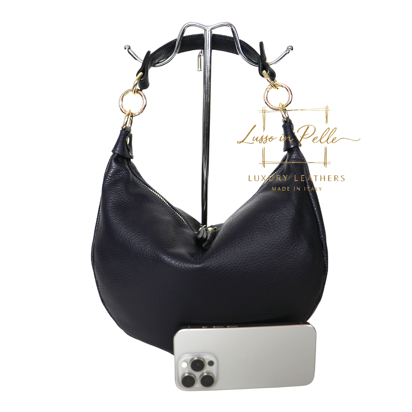 Grain Leather Half Moon Shoulder & Crossbody Bag