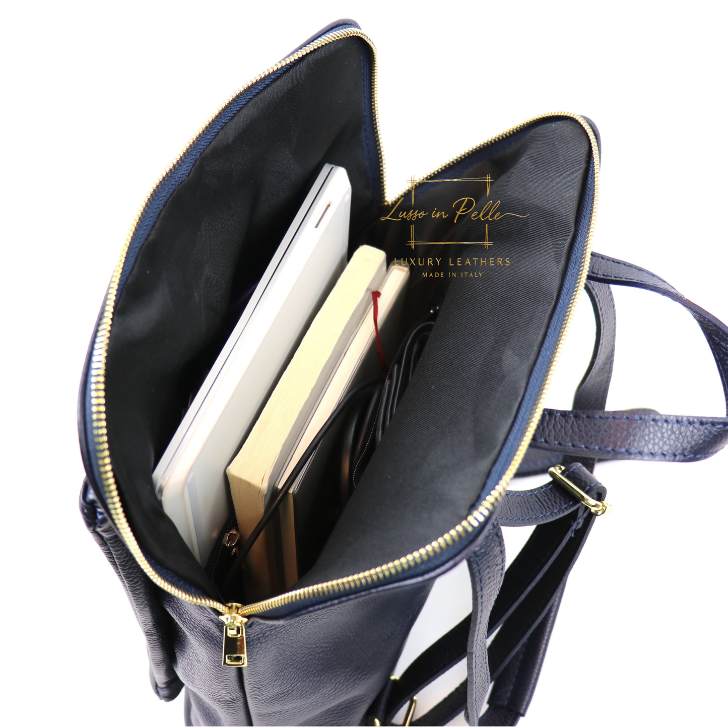 Large Versatile Italian Pebbled Leather Backpack & Crossbody Bag