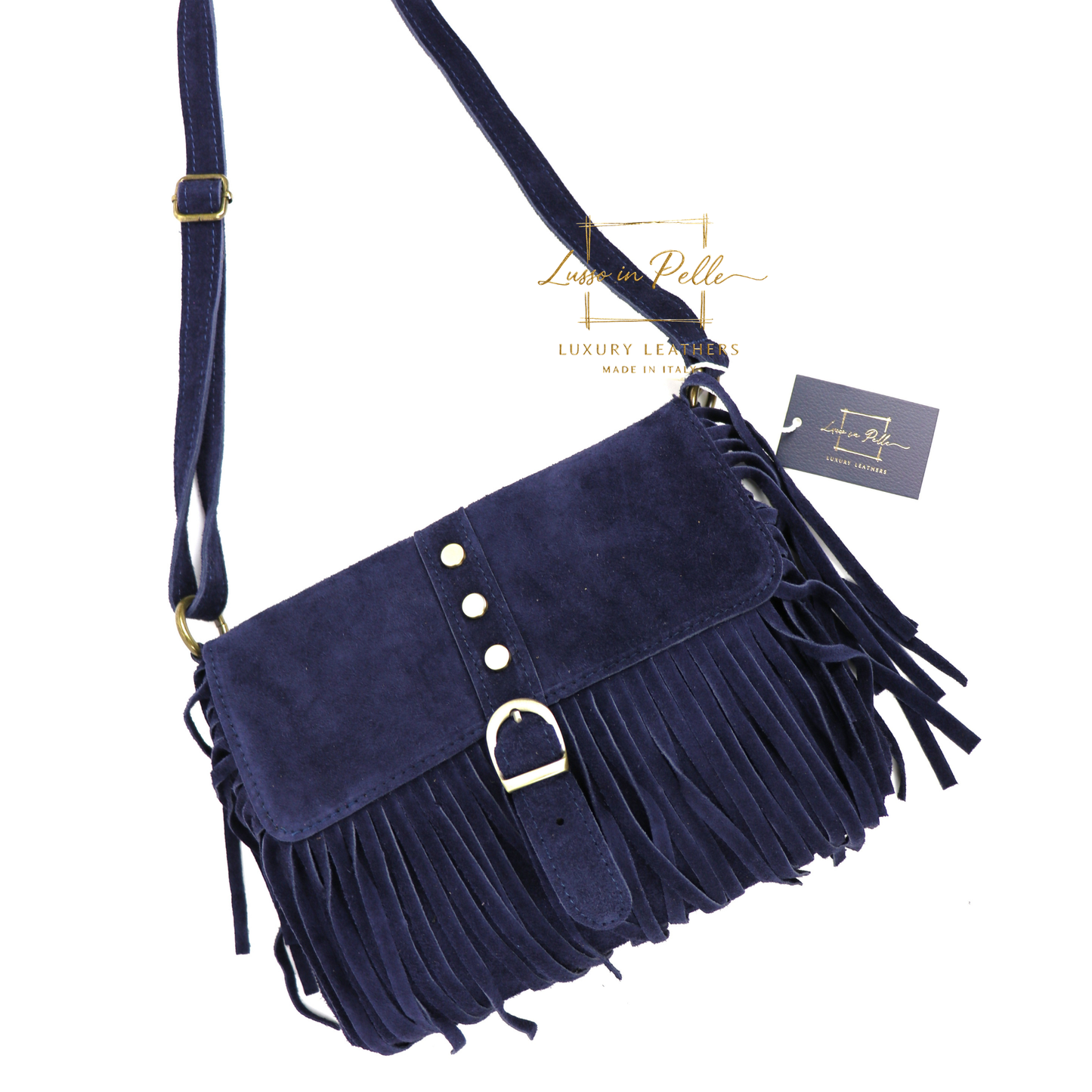 Fringe Suede Crossbody Bag with Adjustable Straps