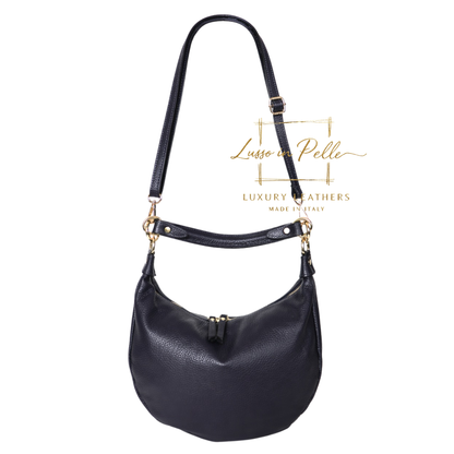 Grain Leather Half Moon Shoulder & Crossbody Bag