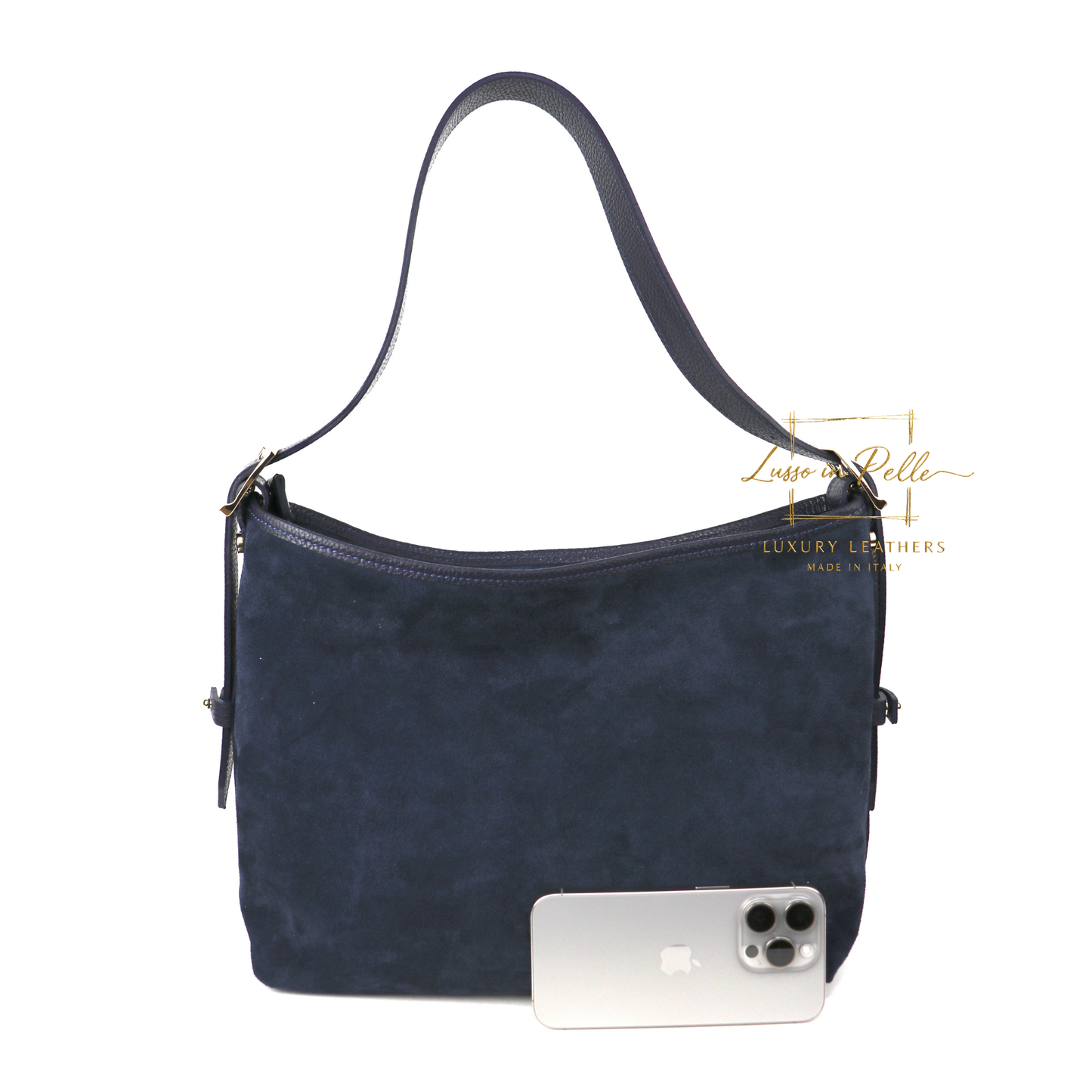 Medium Suede Handbag with Adjustable Leather Straps