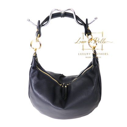Grain Leather Half Moon Shoulder & Crossbody Bag