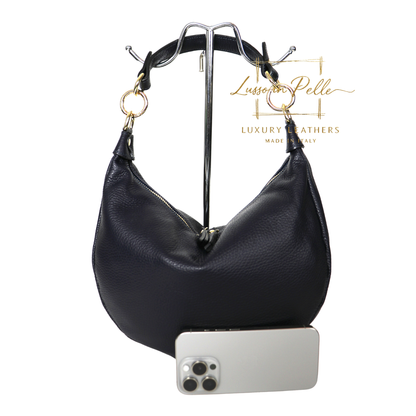 Grain Leather Half Moon Shoulder & Crossbody Bag