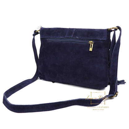 Fringe Suede Crossbody Bag with Adjustable Straps