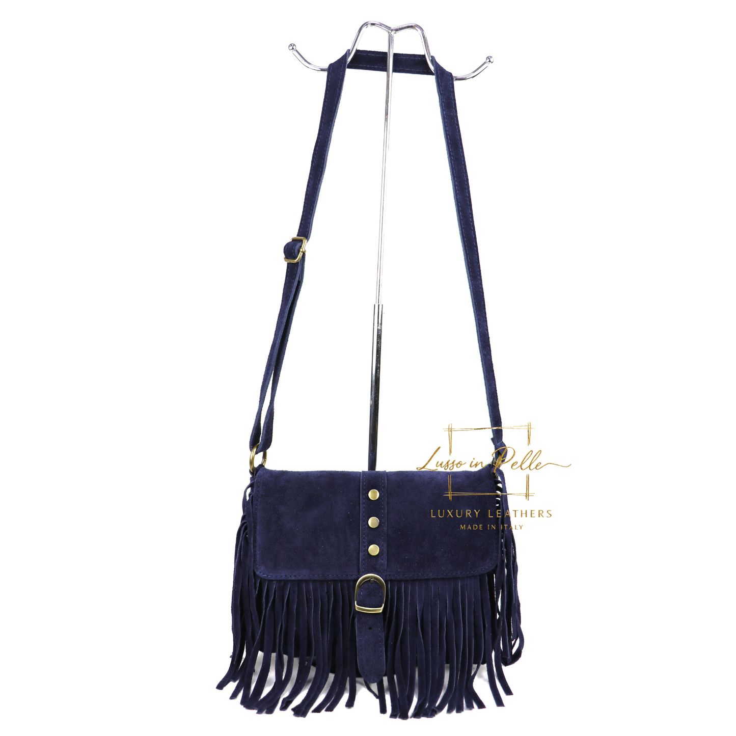 Fringe Suede Crossbody Bag with Adjustable Straps