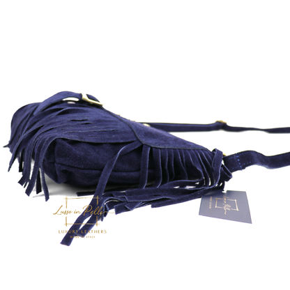 Fringe Suede Crossbody Bag with Adjustable Straps