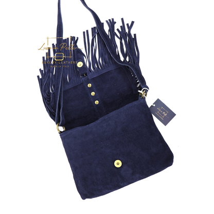 Fringe Suede Crossbody Bag with Adjustable Straps