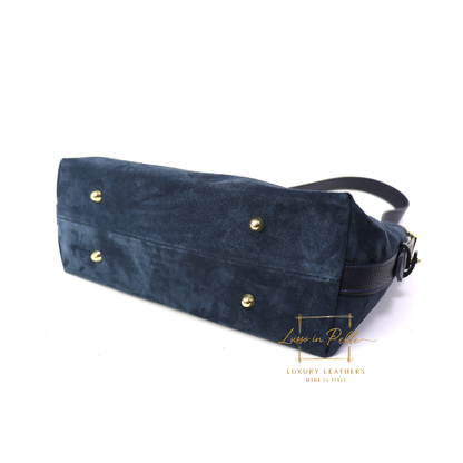 Medium Suede Handbag with Adjustable Leather Straps