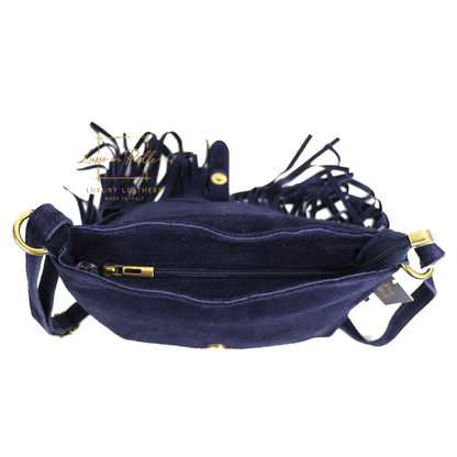 Fringe Suede Crossbody Bag with Adjustable Straps