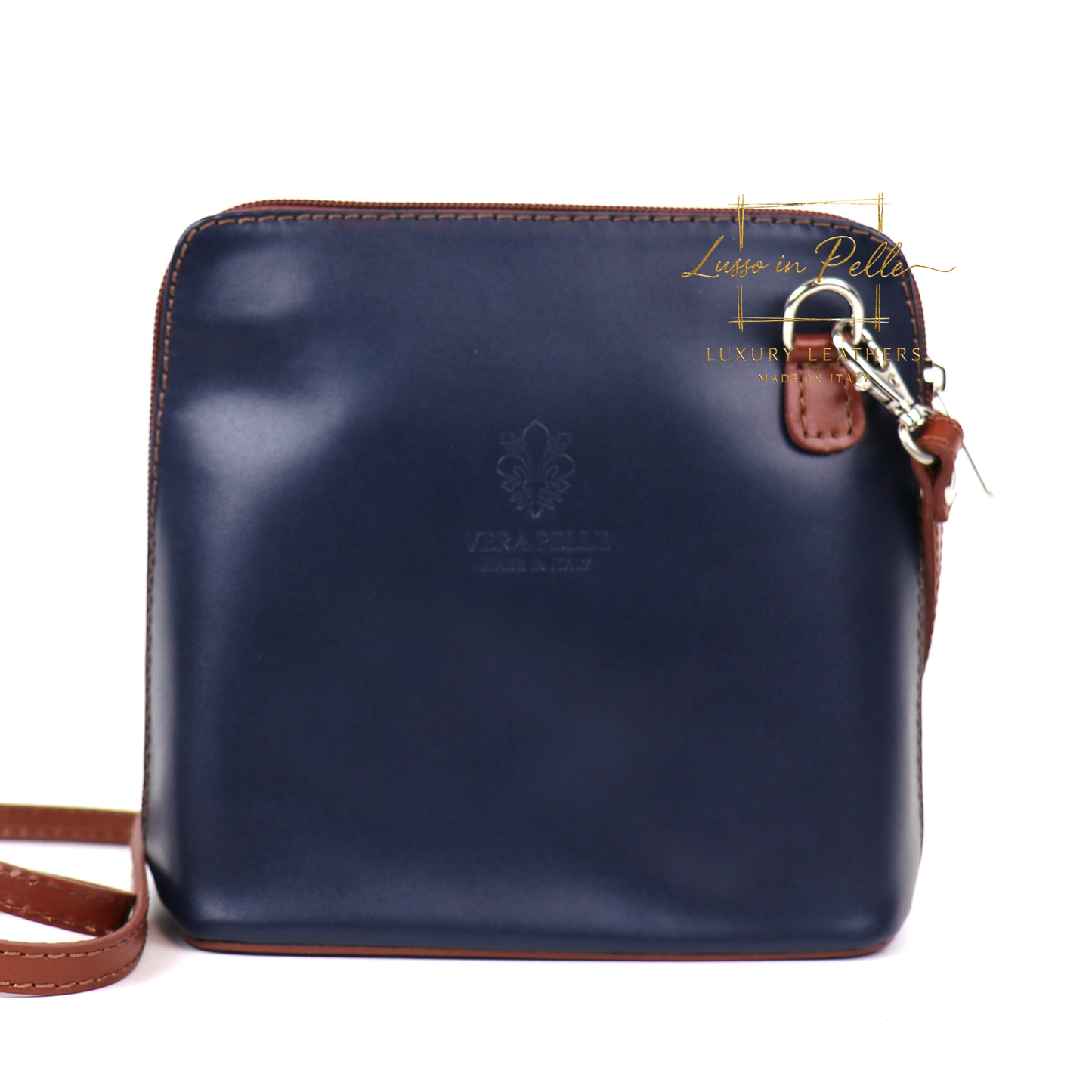 Ella Small Two-Tone Genuine Italian Leather Handbag with Detachable Straps