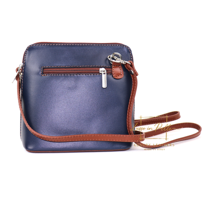 Ella Small Two-Tone Genuine Italian Leather Handbag with Detachable Straps