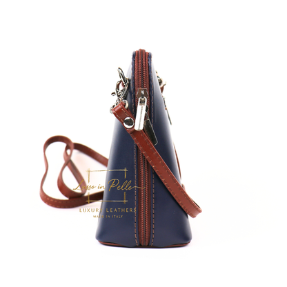 Ella Small Two-Tone Genuine Italian Leather Handbag with Detachable Straps