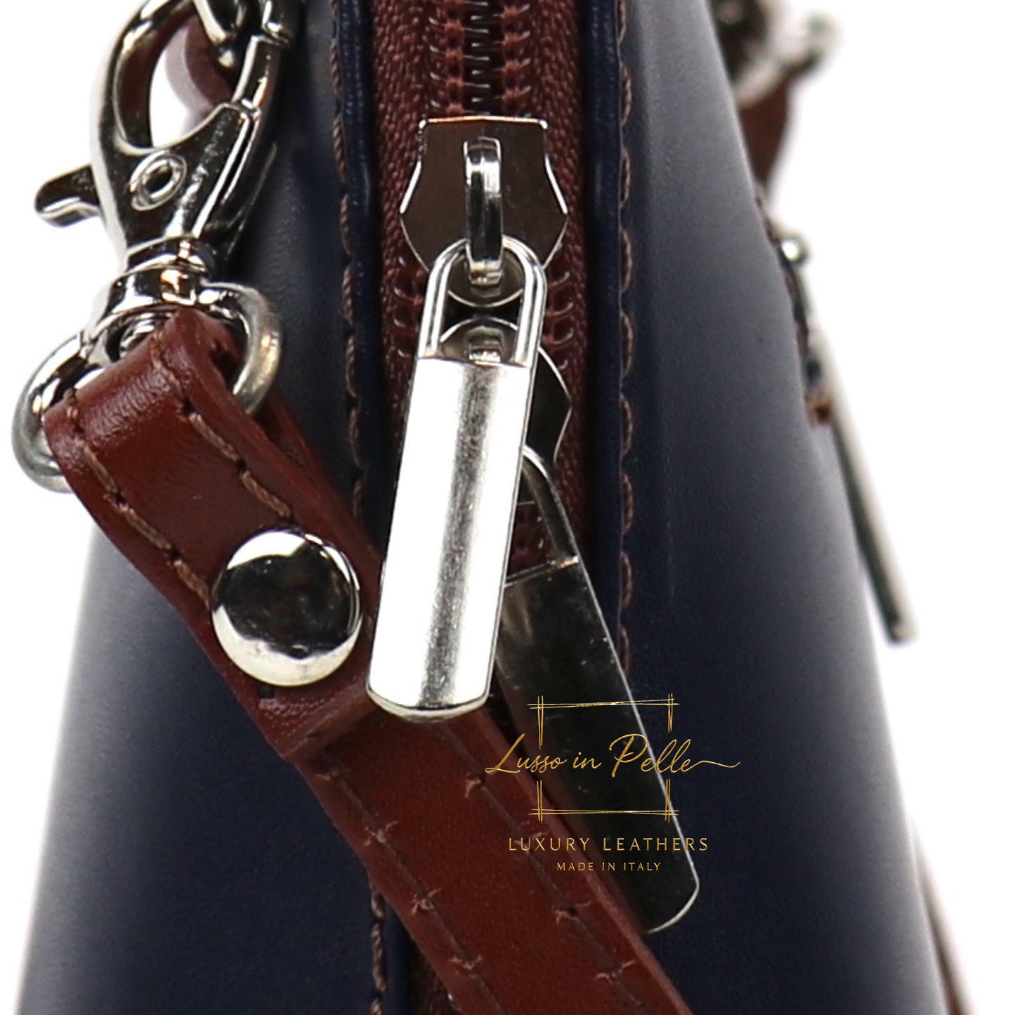 Ella Small Two-Tone Genuine Italian Leather Handbag with Detachable Straps