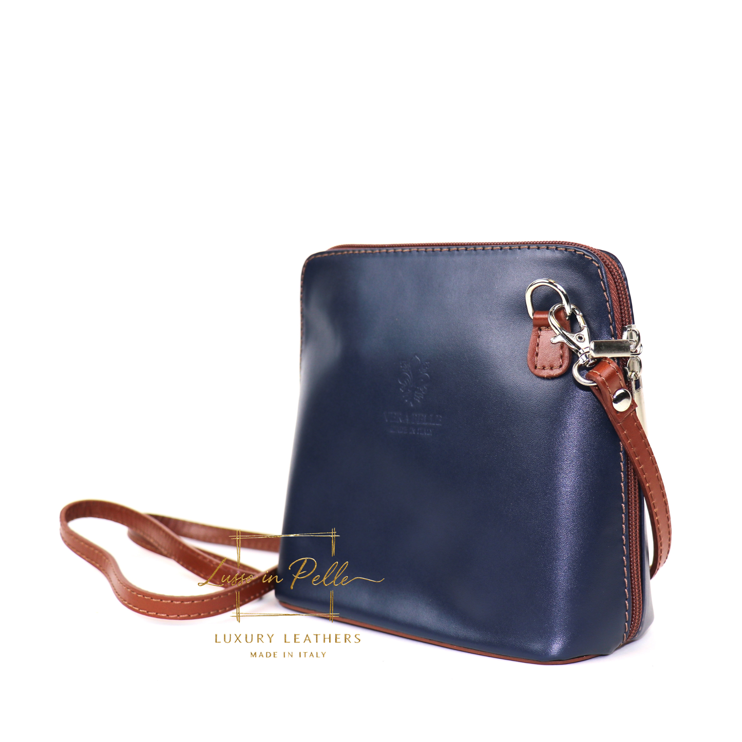 Ella Small Two-Tone Genuine Italian Leather Handbag with Detachable Straps