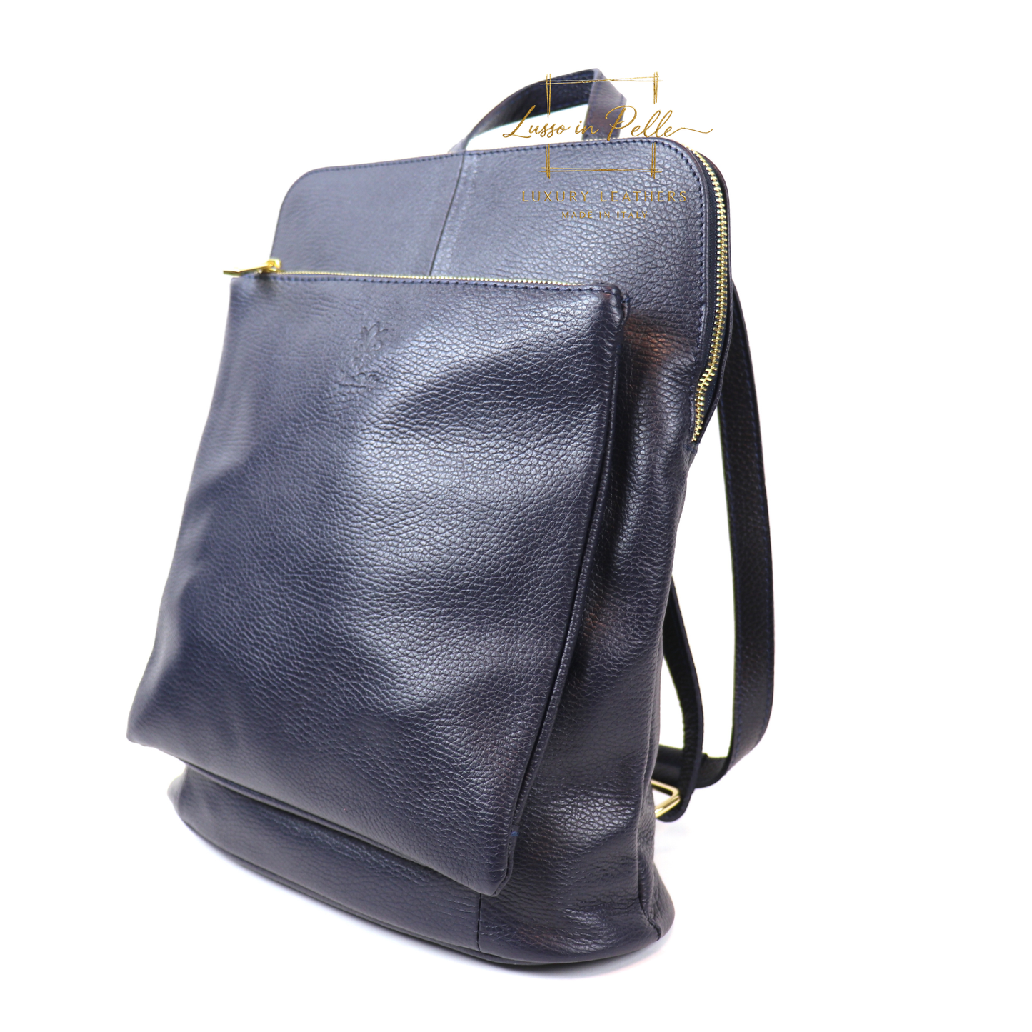 Large Versatile Italian Pebbled Leather Backpack