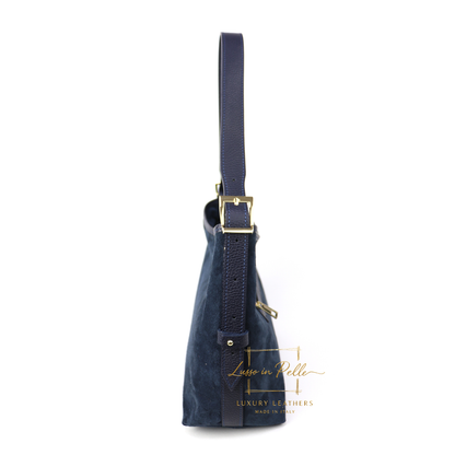 Medium Suede Handbag with Adjustable Leather Straps