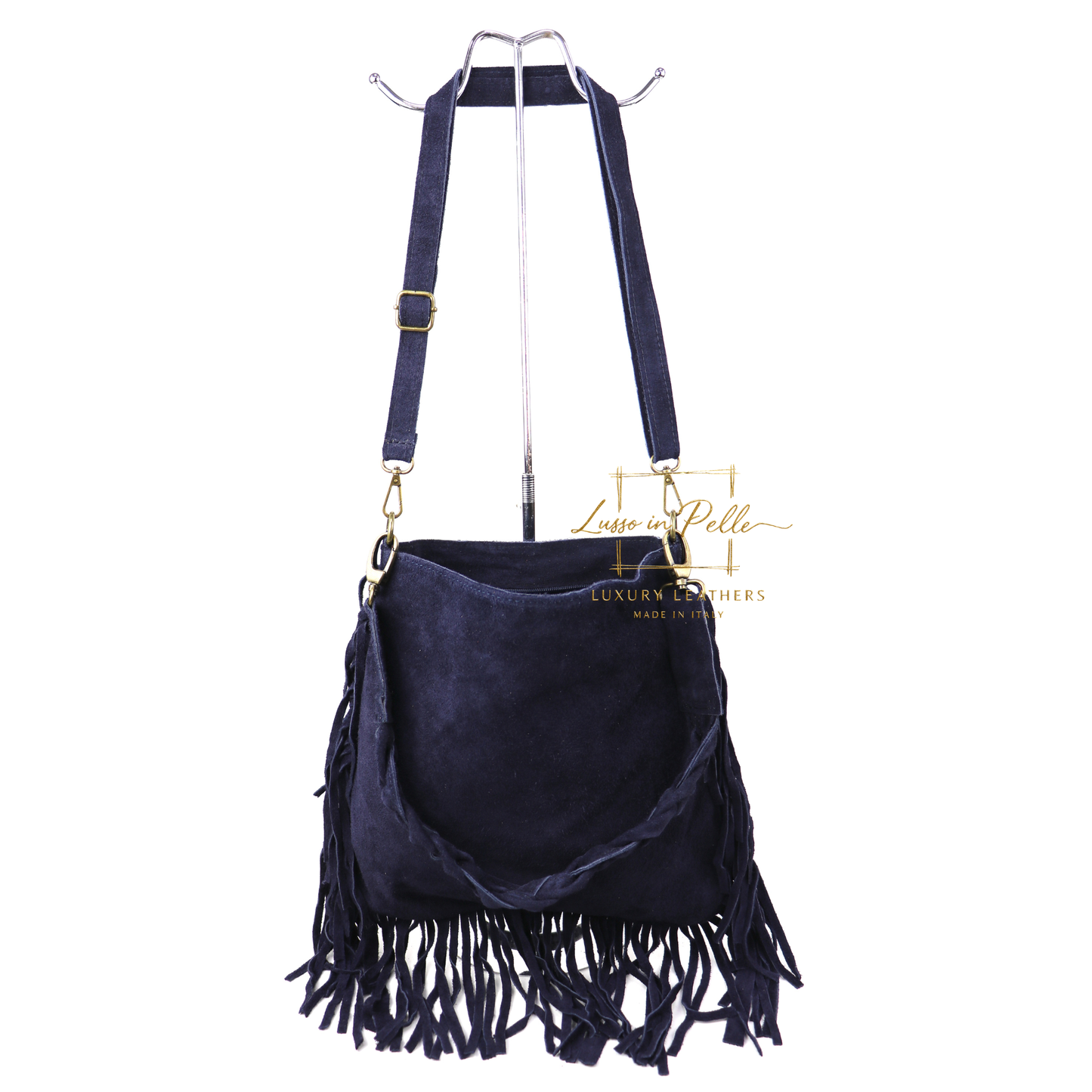 Marina Suede Shoulder/Crossbody Bag with Fringe