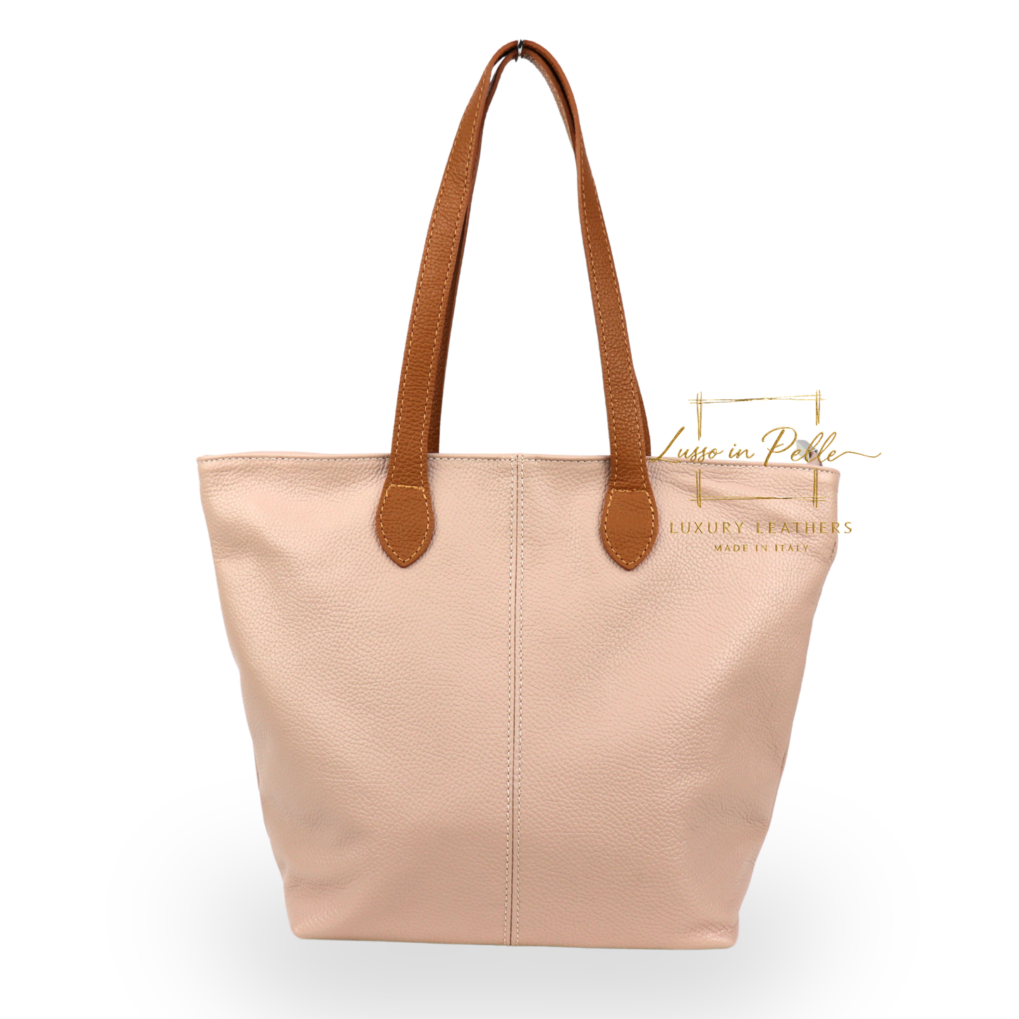 The Essential Tote (Handmade Italian Leather Shoulder Bag Tan Handle)