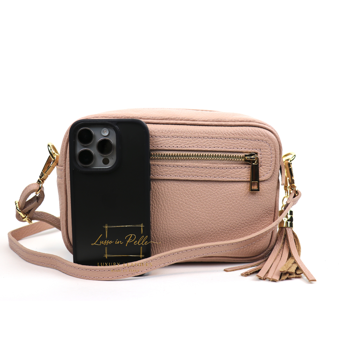 Bella Genuine Italian Pebbled Leather Box Bag