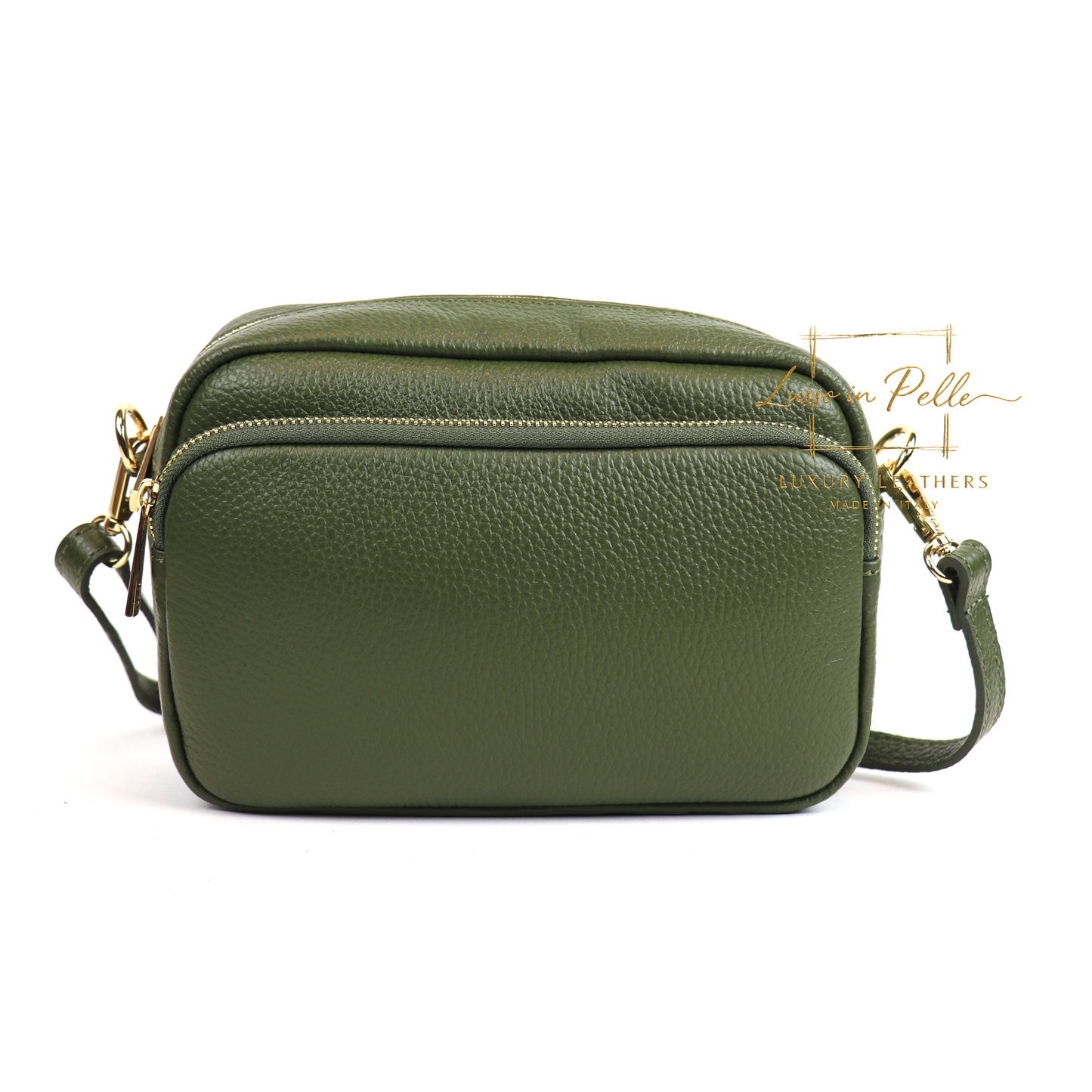 Double Zip Genuine Italian Leather Handbag