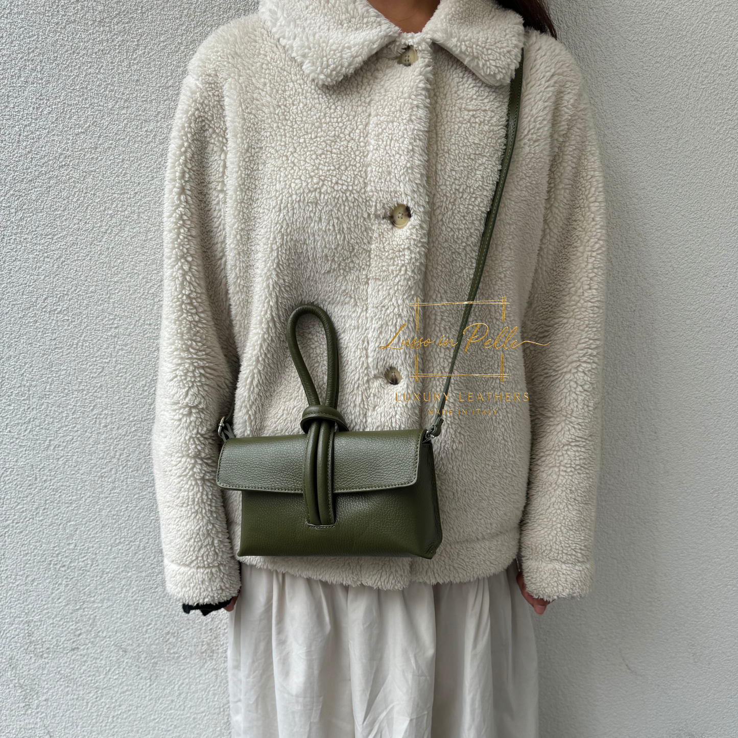 Rose Italian Versatile Leather Bag - Wrist Bag - Clutch Bag