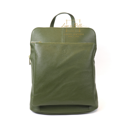 Large Versatile Italian Pebbled Leather Backpack & Crossbody Bag