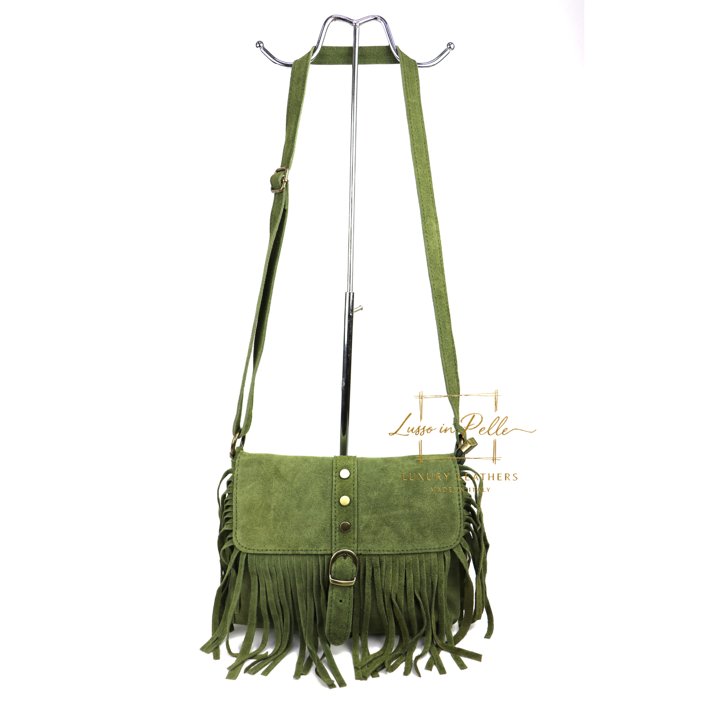 Fringe Suede Crossbody Bag with Adjustable Straps