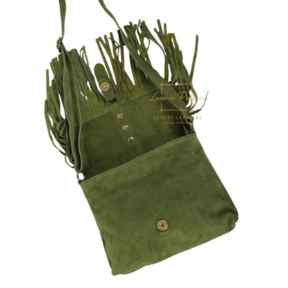 Fringe Suede Crossbody Bag with Adjustable Straps