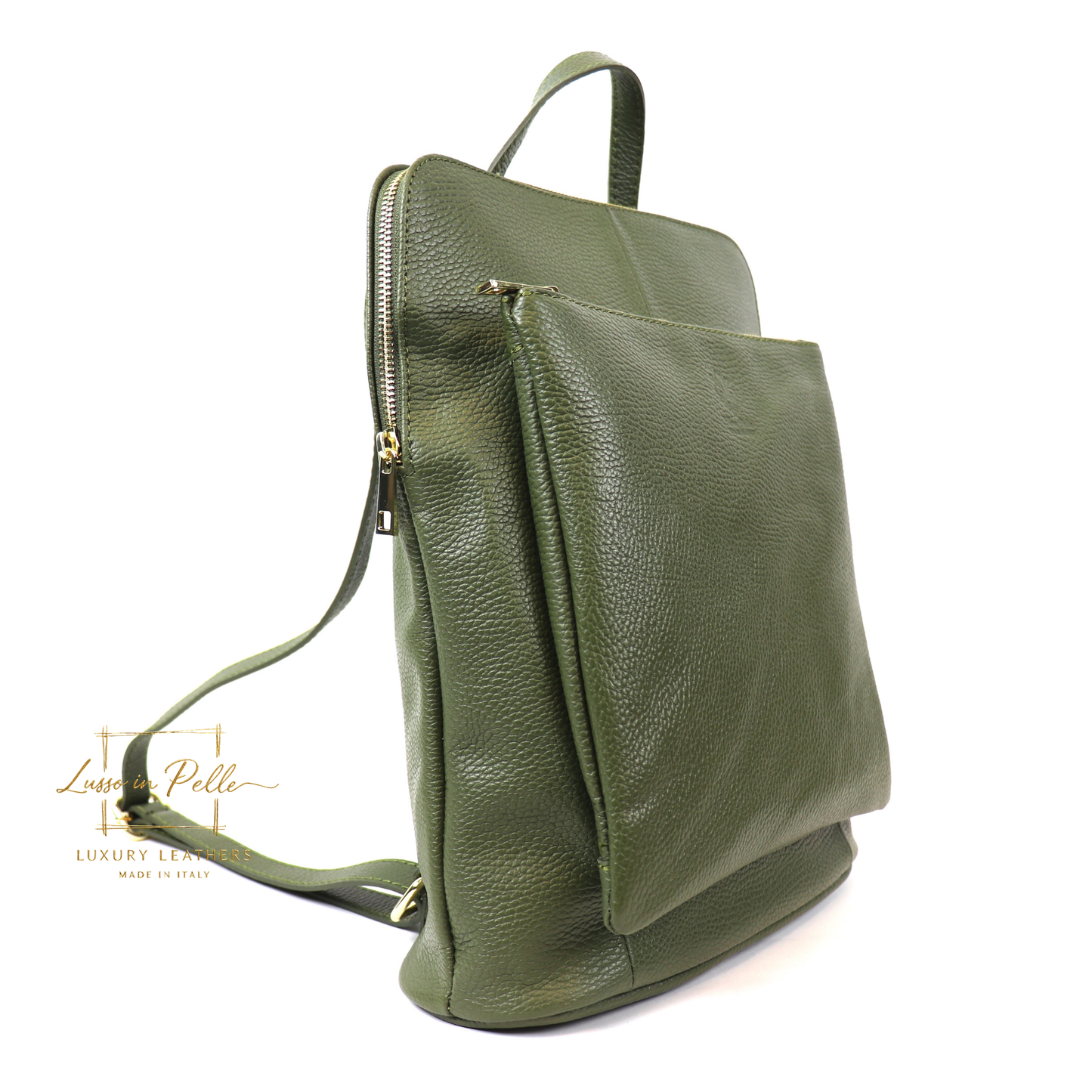 Large Versatile Italian Pebbled Leather Backpack & Crossbody Bag