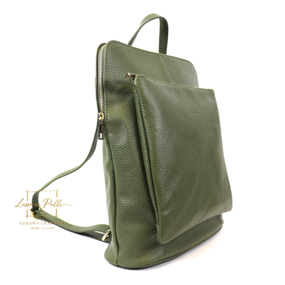 Large Versatile Italian Pebbled Leather Backpack & Crossbody Bag