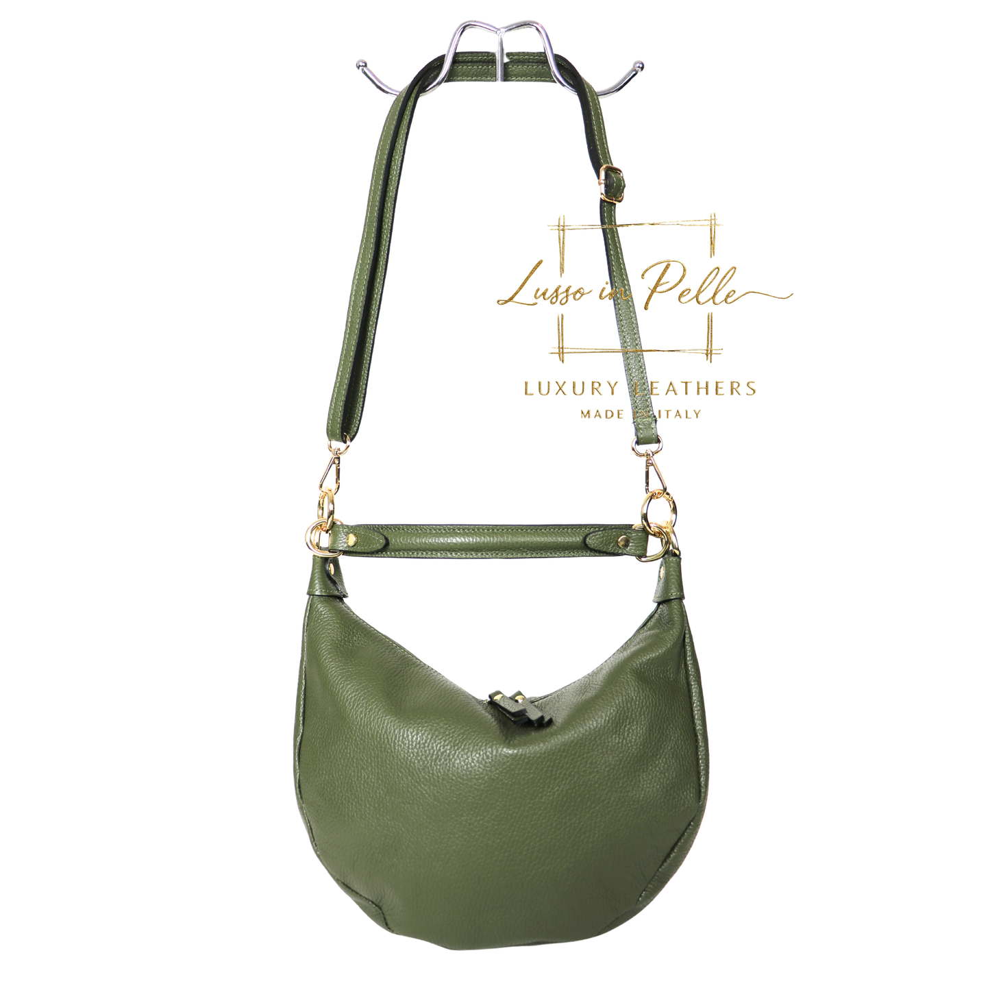 Grain Leather Half Moon Shoulder & Crossbody Bag