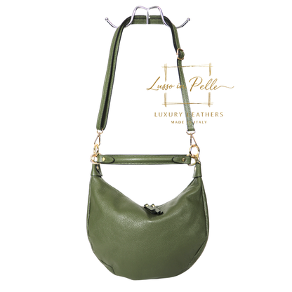 Grain Leather Half Moon Shoulder & Crossbody Bag