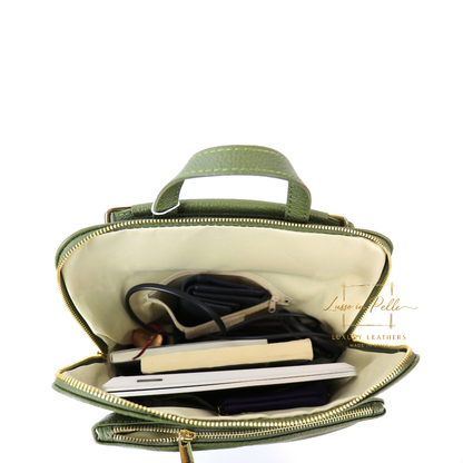 Large Versatile Italian Pebbled Leather Backpack & Crossbody Bag