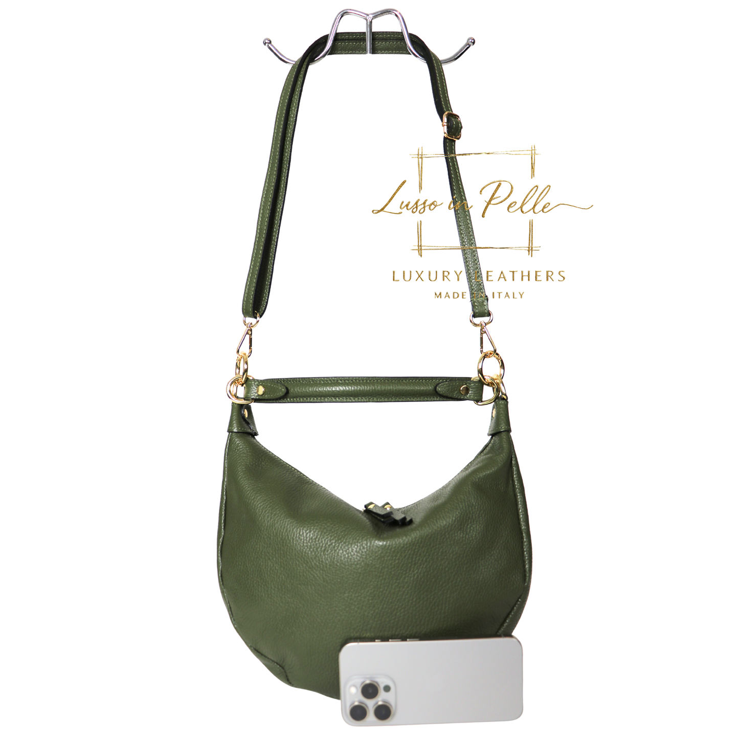Grain Leather Half Moon Shoulder & Crossbody Bag