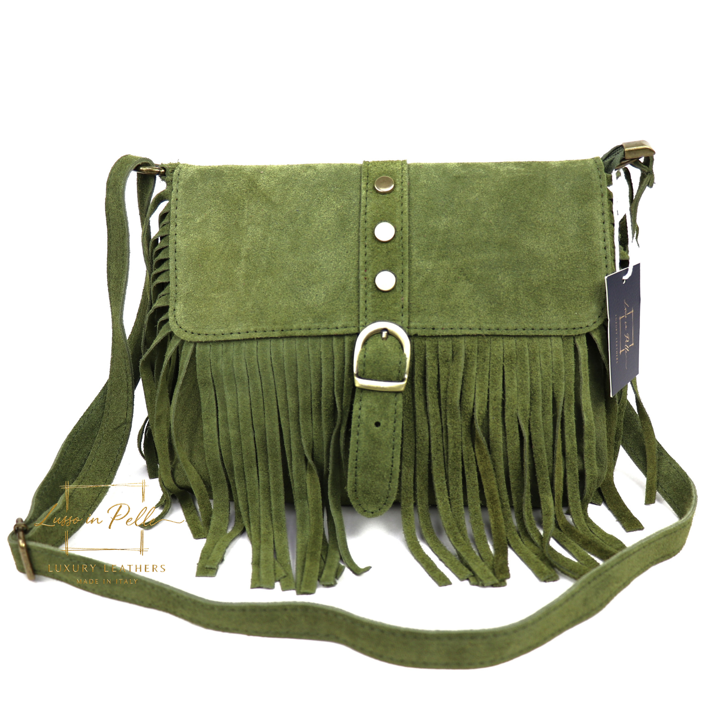Fringe Suede Crossbody Bag with Adjustable Straps
